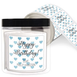 Watercolor Petite Hearts Square Gift Stickers in a Jar